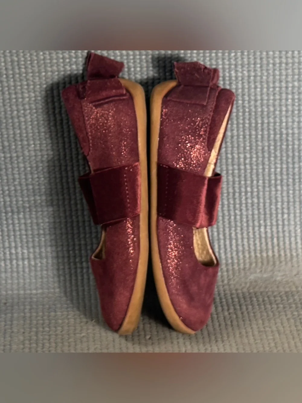 Livie & Luca Ballet Bows Flat Burgundy Shimmer Suede Shoes Toddler Size 8C